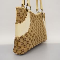 Gucci Tote Bag GG Canvas 113015 Ivory Brown Women's