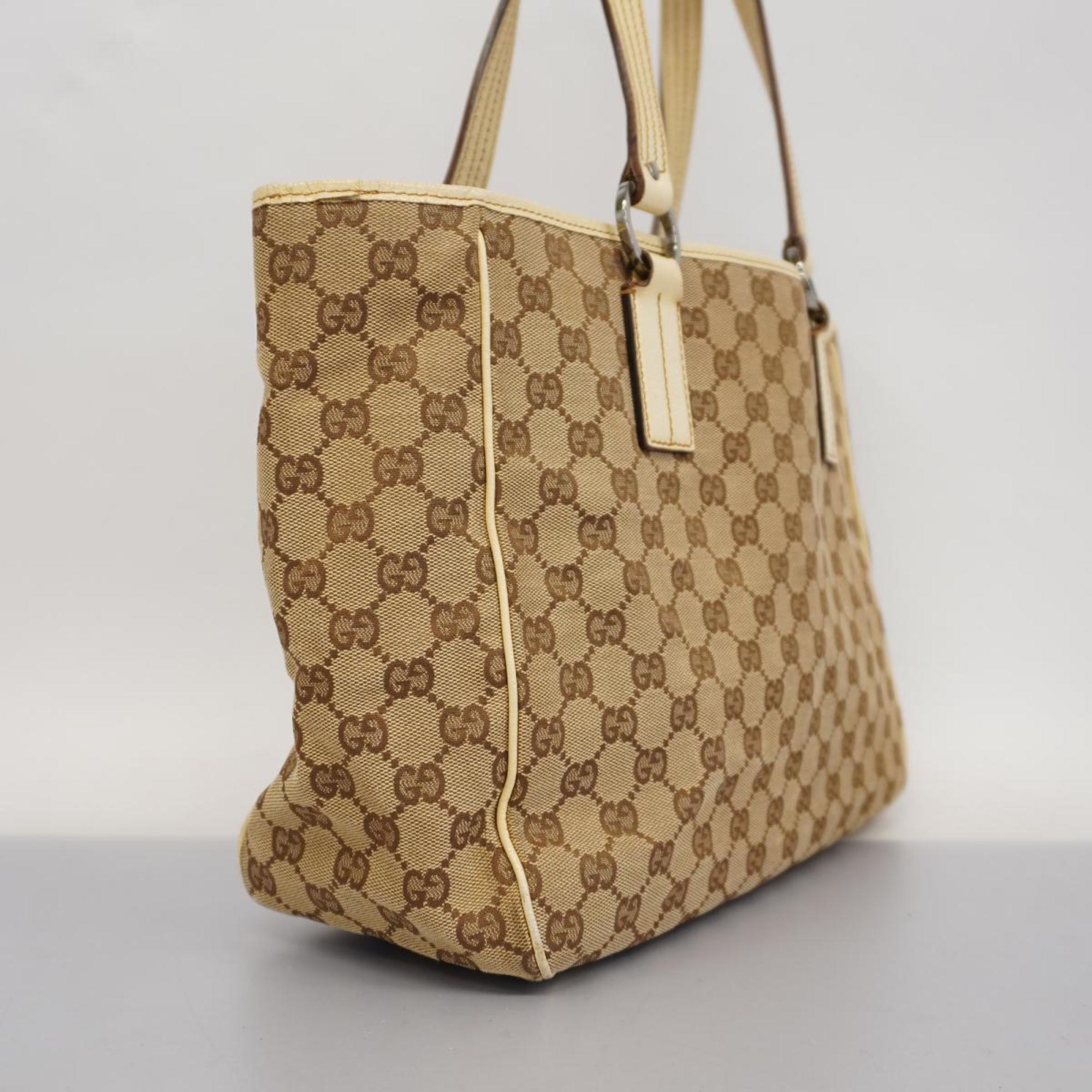 Gucci Tote Bag GG Canvas 113017 Ivory Brown Women's