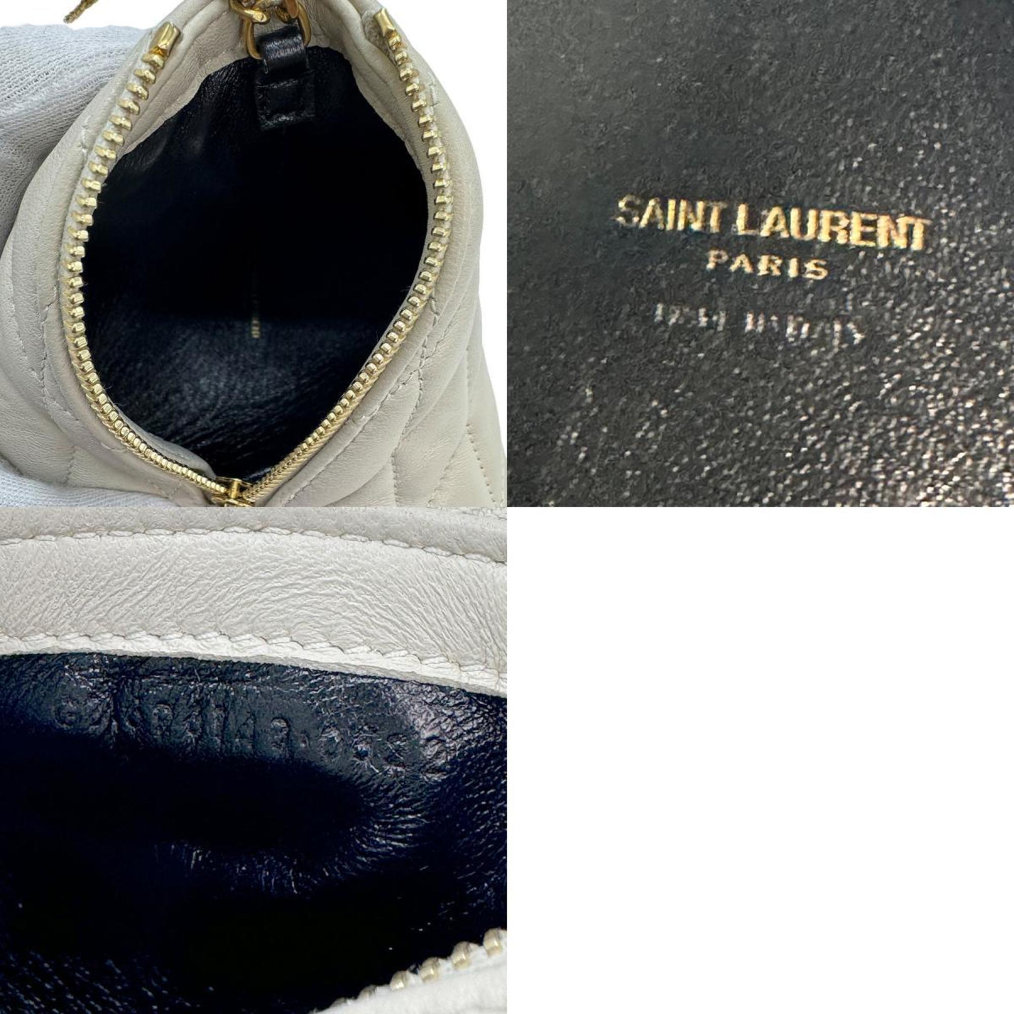 Saint Laurent SAINT LAURENT Shoulder Bag Pochette Triangle Leather Ivory Women's z0925