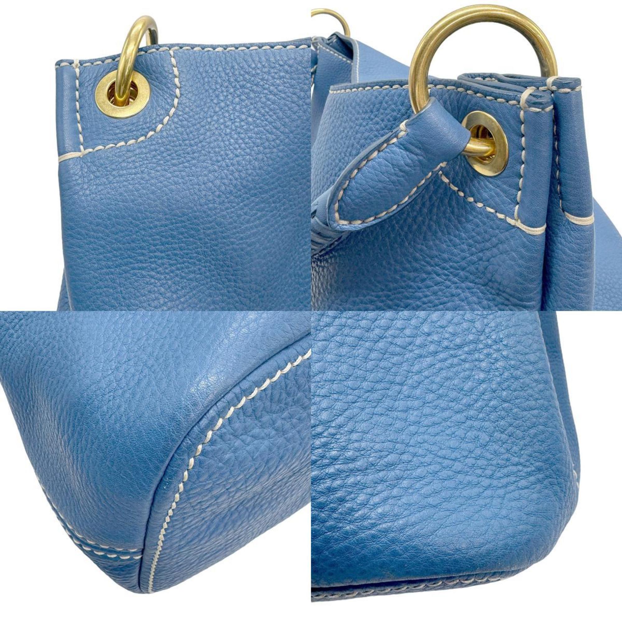 PRADA Shoulder Bag Leather Blue Women's z0910