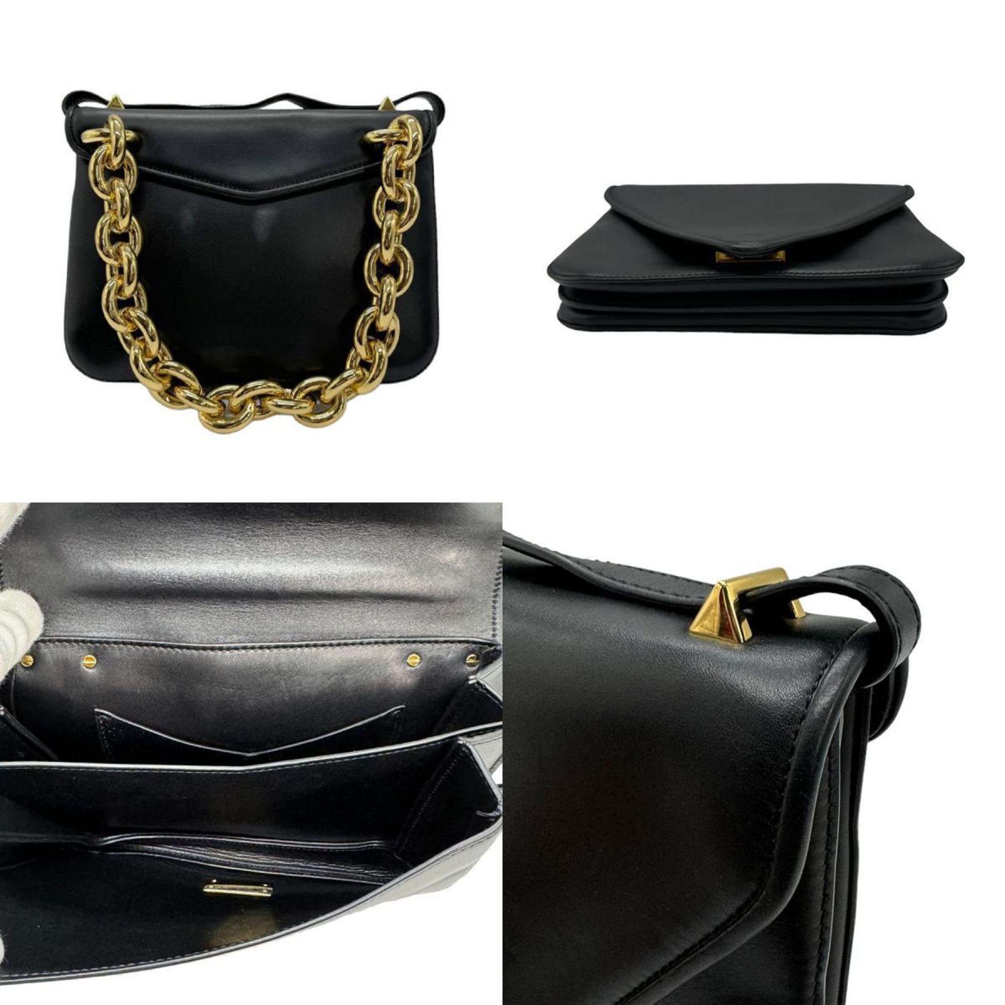 BOTTEGA VENETA Shoulder Bag Mount Envelope Leather Black Women's z0904