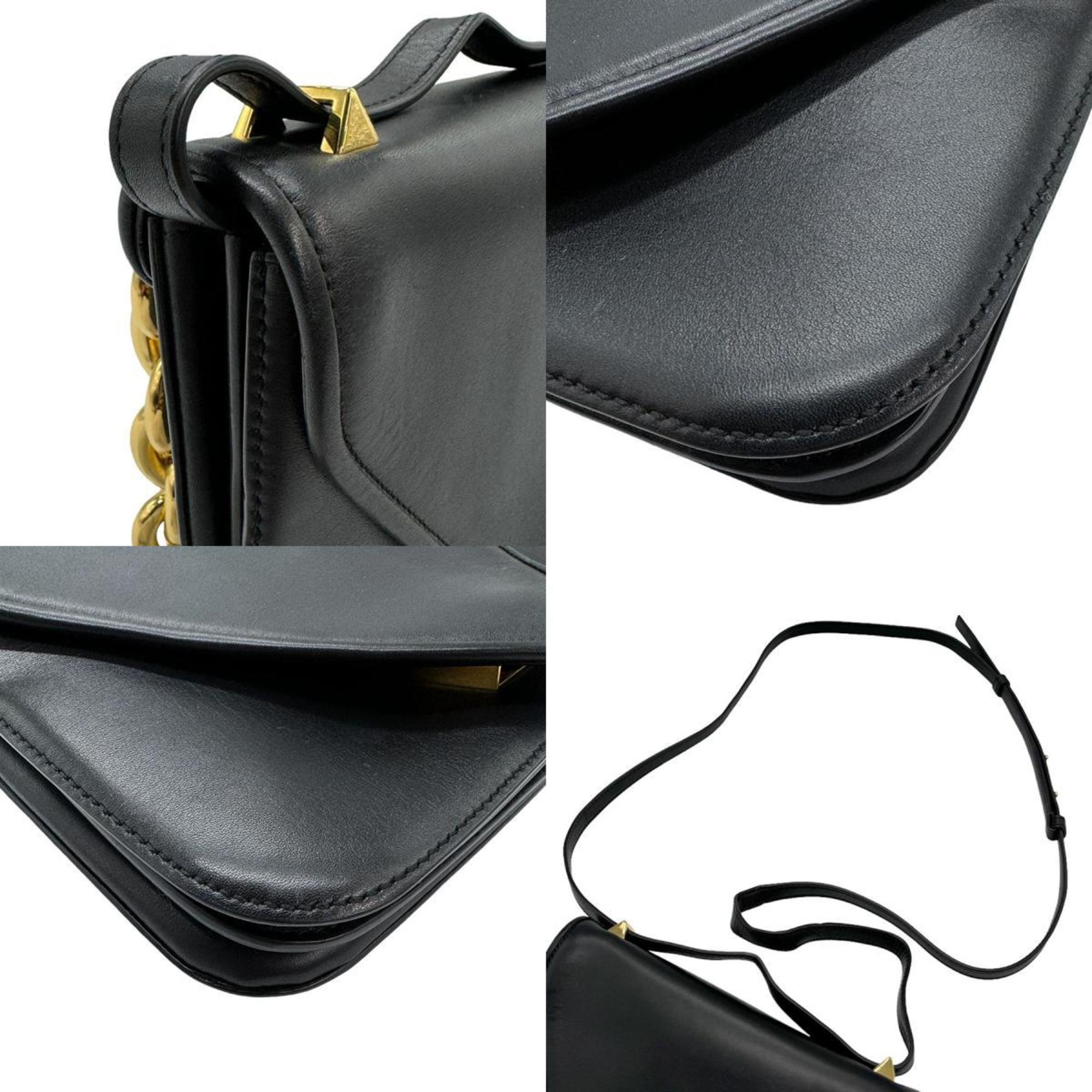 BOTTEGA VENETA Shoulder Bag Mount Envelope Leather Black Women's z0904
