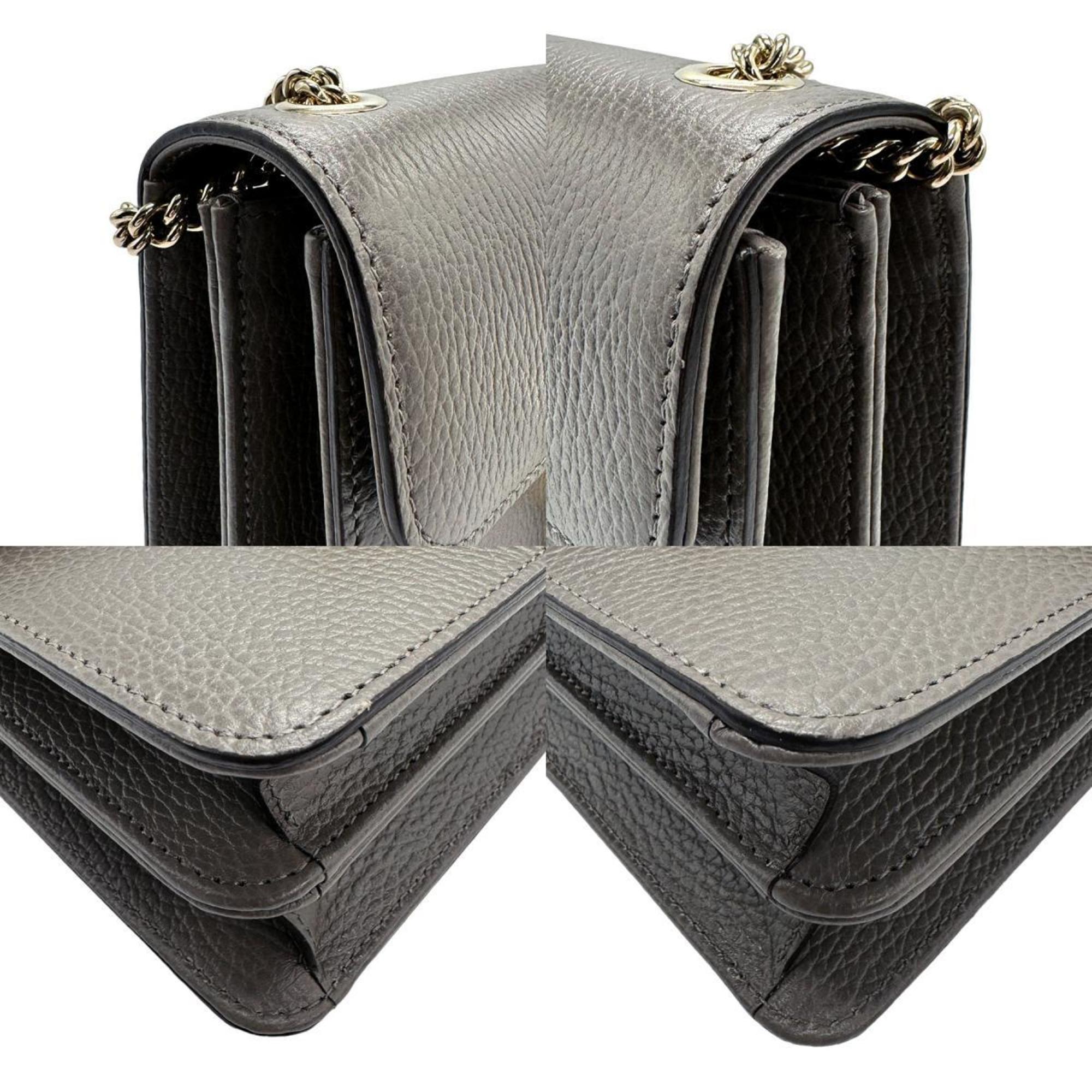 GUCCI Shoulder Bag Leather Grey Women's 510304 z1084