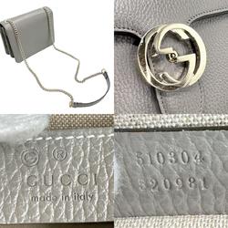 GUCCI Shoulder Bag Leather Grey Women's 510304 z1084