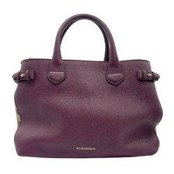 Burberry Handbag Shoulder Bag Leather Canvas Dark Purple Women's z0918