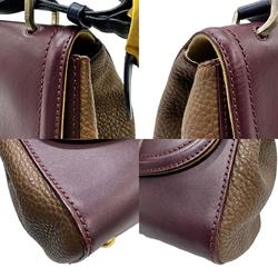 FENDI Shoulder Bag Handbag Leather Bordeaux x Brown Women's 8BN234-FKD z0944