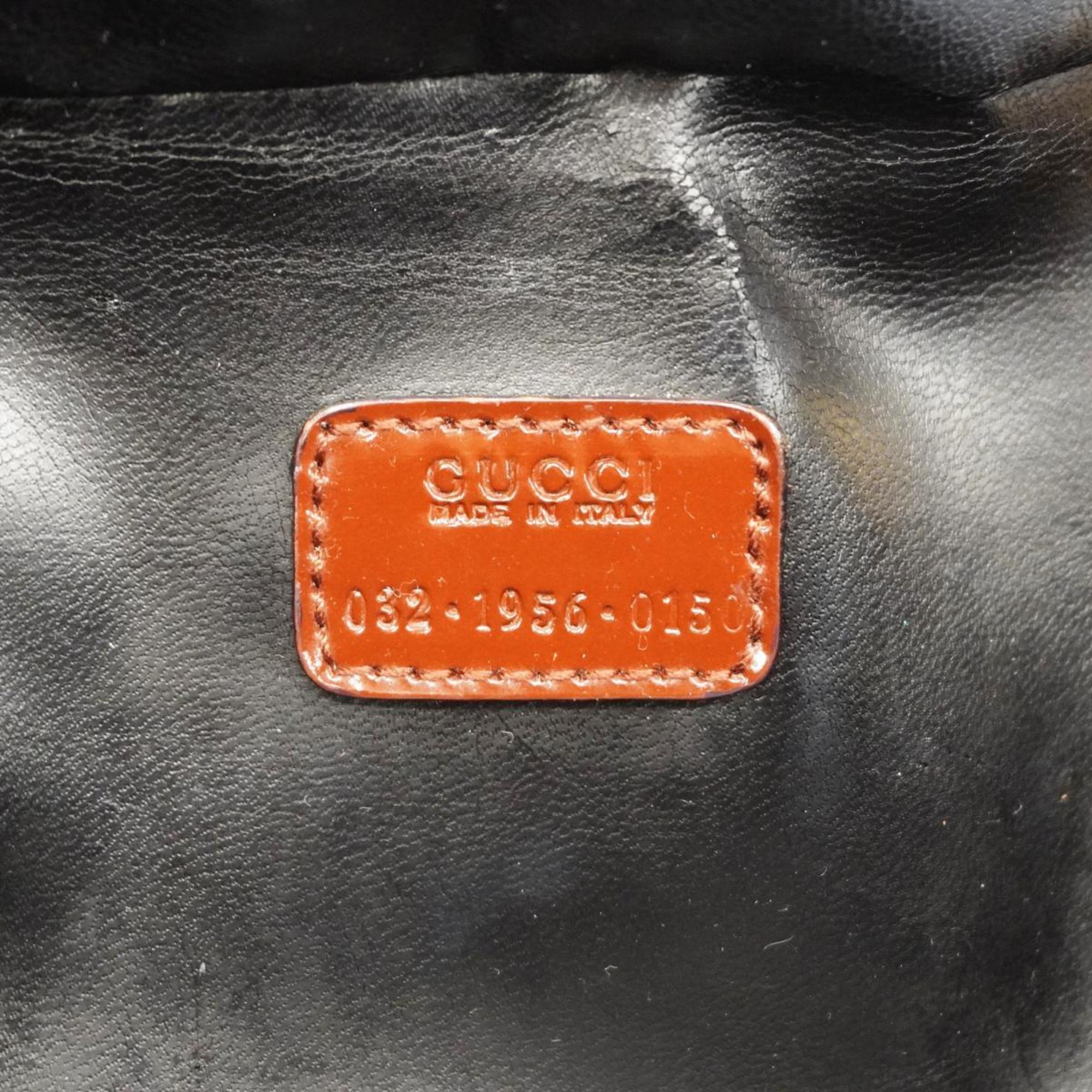 Gucci Vanity Bag Bamboo 032 1956 0150 Patent Brown Women's