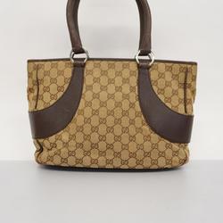 Gucci Tote Bag GG Canvas 113011 Leather Brown Women's