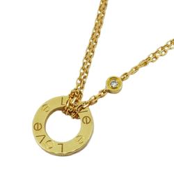 Cartier Necklace Love Circle Diamond K18YG Yellow Gold Women's