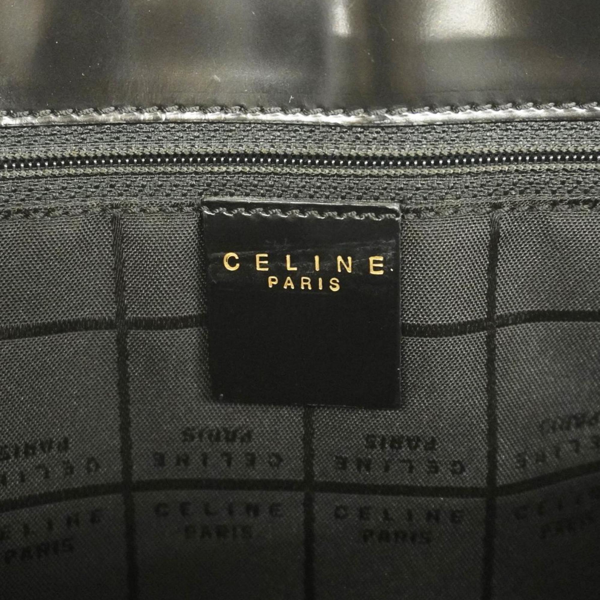 Celine Shoulder Bag Leather Black Women's