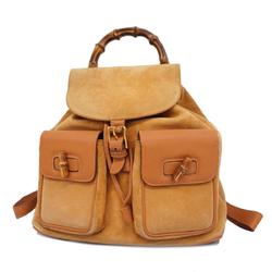 Gucci Backpack Bamboo 003 58 0016 Suede Light Brown Women's