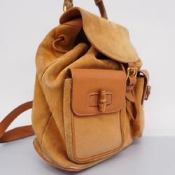 Gucci Backpack Bamboo 003 58 0016 Suede Light Brown Women's