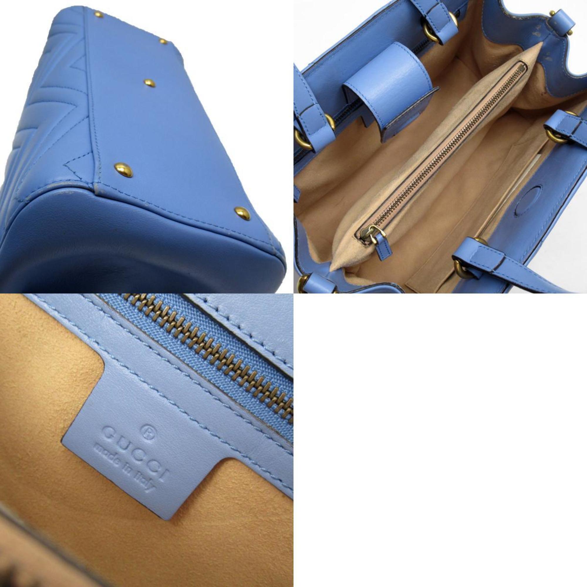 GUCCI handbag shoulder bag GG Marmont leather blue gold ladies 448054 w0325f