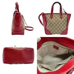 GUCCI Handbag Shoulder Bag GG Canvas Leather Beige Red Women's 449241 z1124