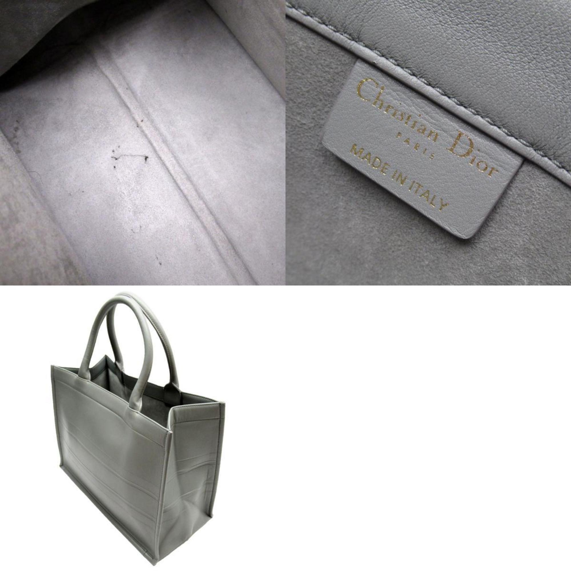 Christian Dior handbag tote bag book leather grey ladies w0322a
