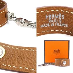 Hermes HERMES Charm Glove Holder Leather Metal Brown Silver Men's Women's e58640f