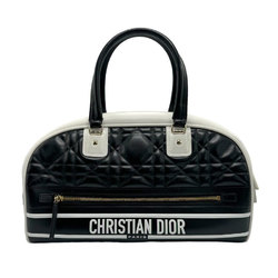 Christian Dior Shoulder Bag Handbag Vibe Medium Leather Black x White Women's z1011