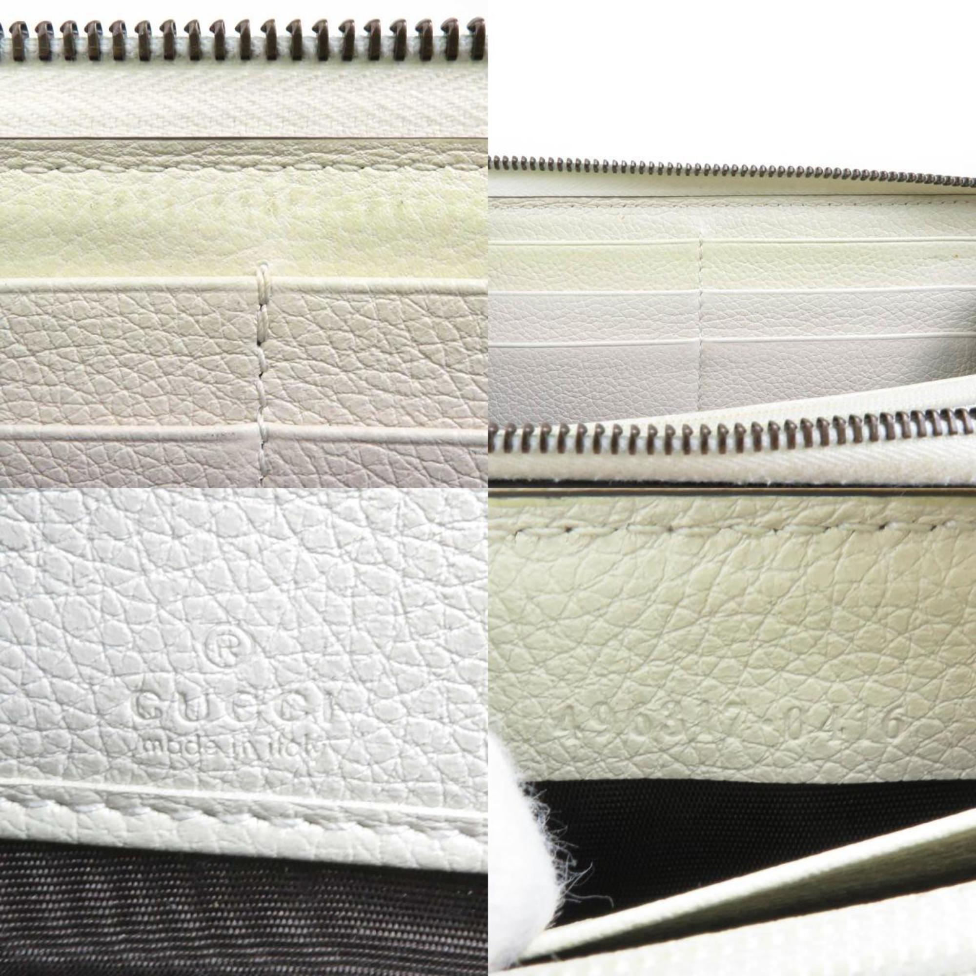 GUCCI Round Long Wallet Print Leather Off-White Gold Men's Women's 496317 e58669a
