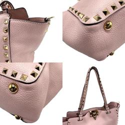 Valentino Garavani Shoulder Bag Handbag Rockstud Leather Pink Women's z1085