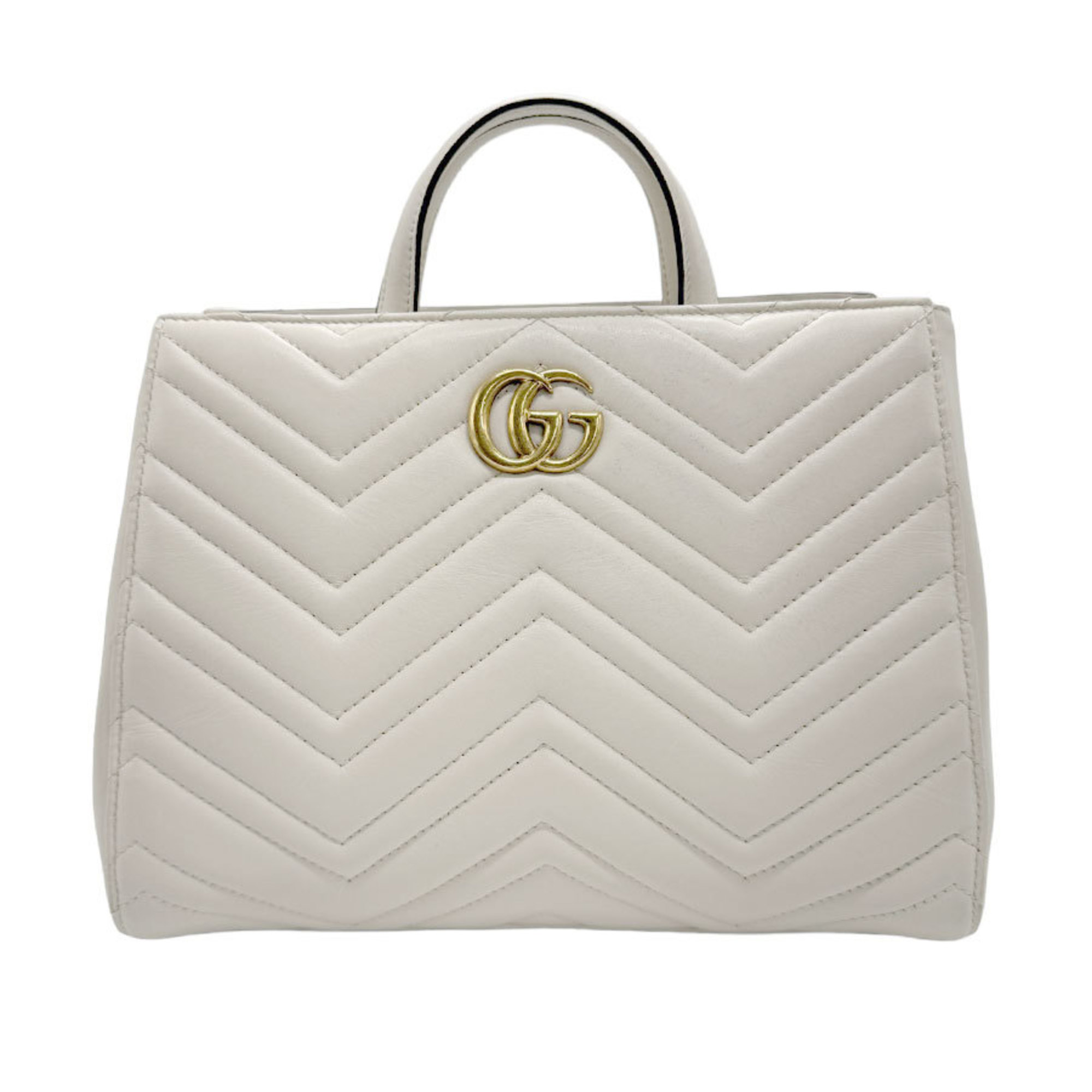 GUCCI Handbag Shoulder Bag GG Marmont Leather Ivory Women's 448054 z1006