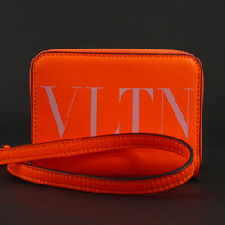 Valentino Garavani Wallet/Coin Case Shoulder Wallet Leather Orange Silver Men's Women's e58660i