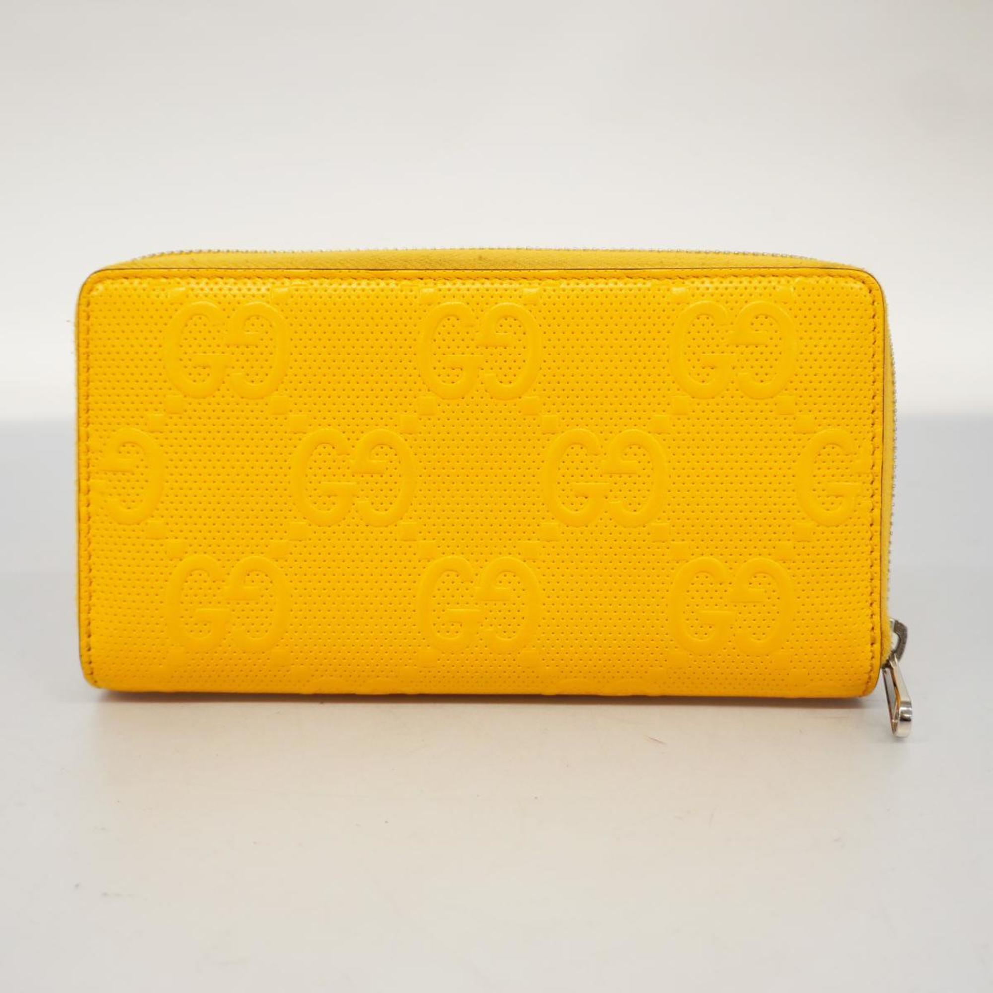 Gucci Long Wallet GG Embossed 625558 Leather Yellow Men's