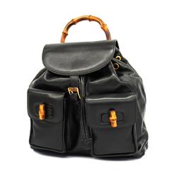 Gucci Backpack Bamboo 003 2058 0016 Leather Black Women's