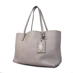 Fendi Tote Bag Selleria Leather Grey Women's