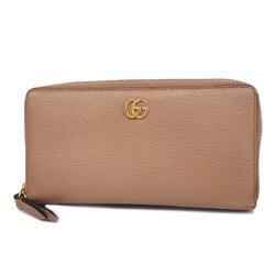 Gucci Long Wallet GG Marmont 456117 Leather Pink Beige Women's