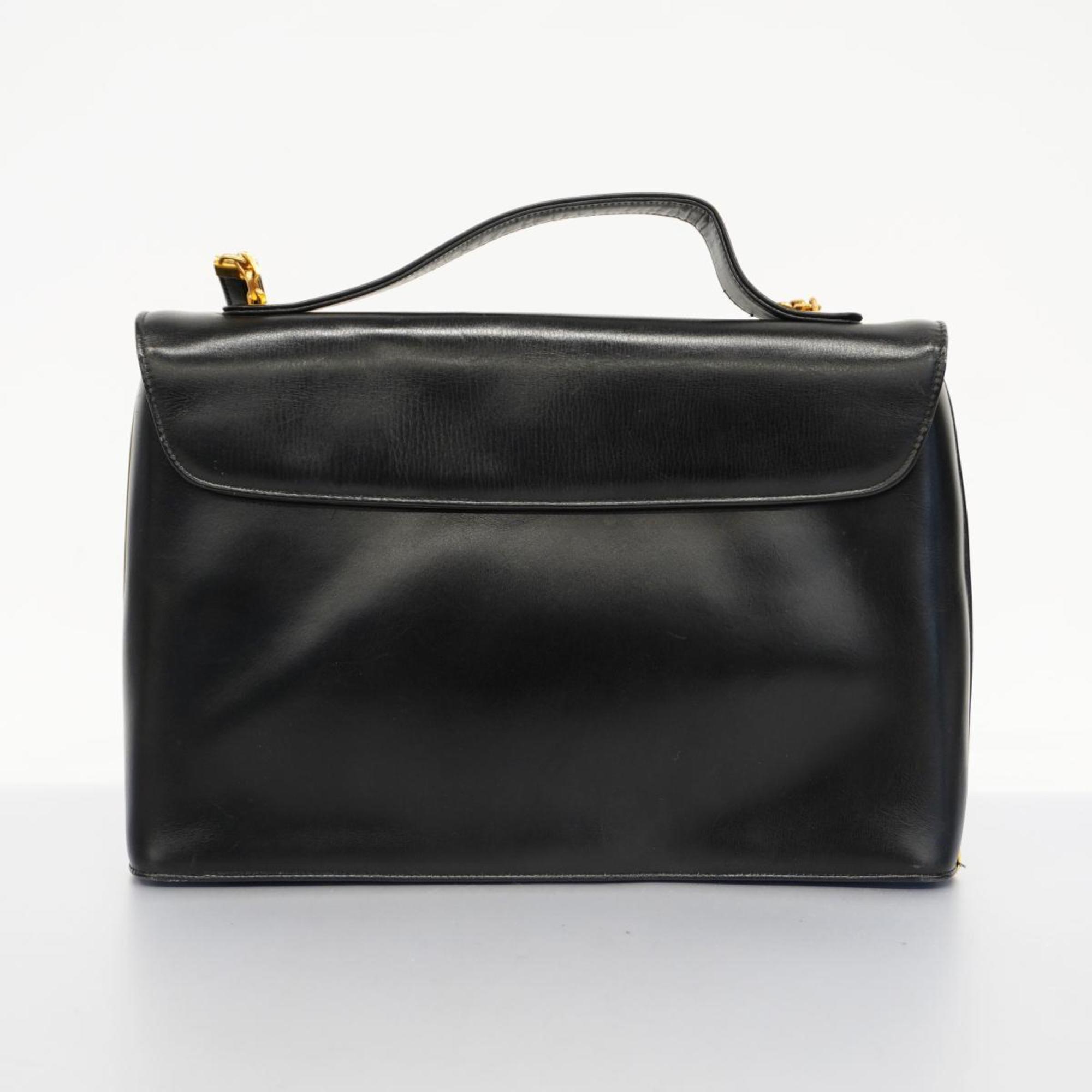 Christian Dior Shoulder Bag Leather Black Women's