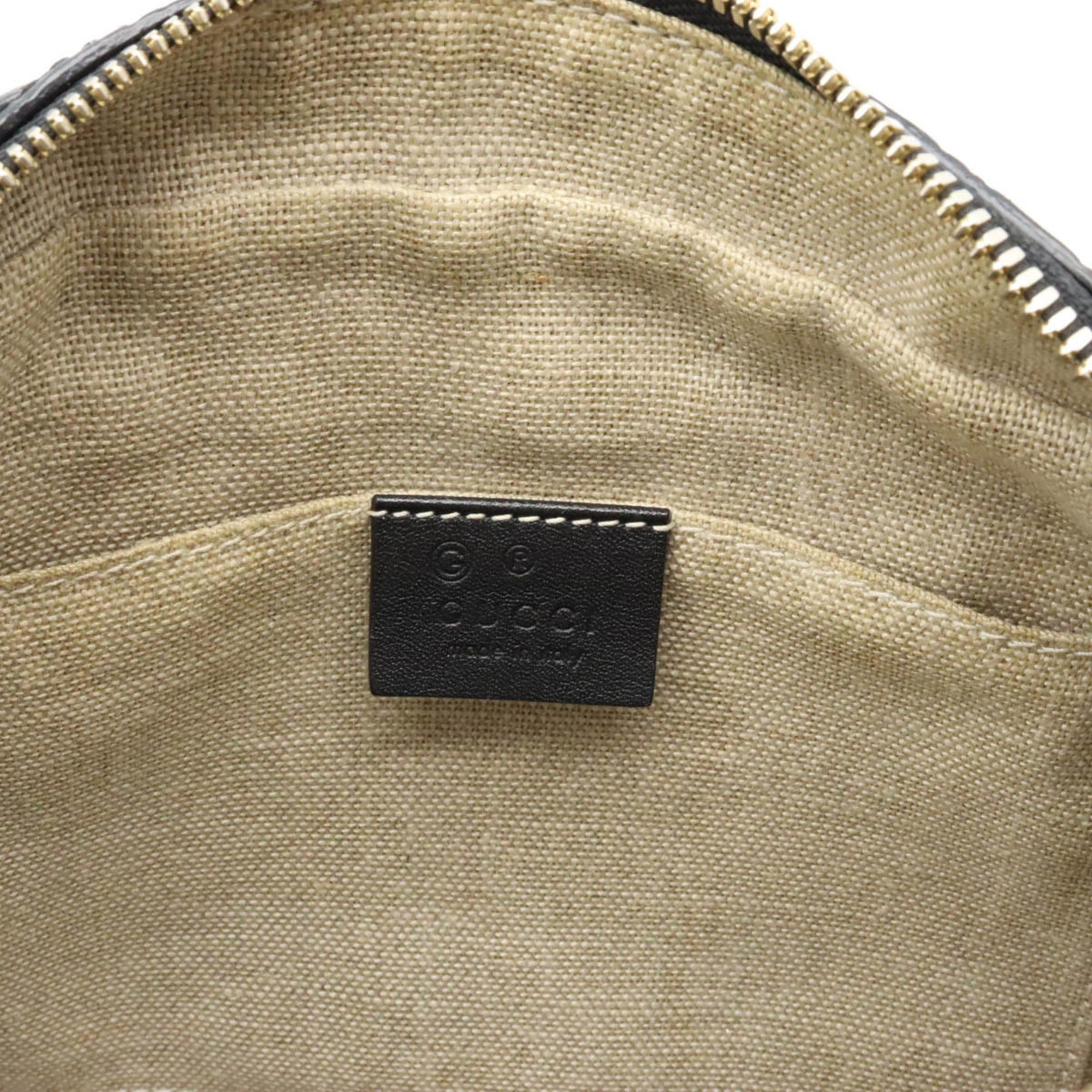 GUCCI Micro Guccissima Shoulder Bag Pochette Leather Black 449413