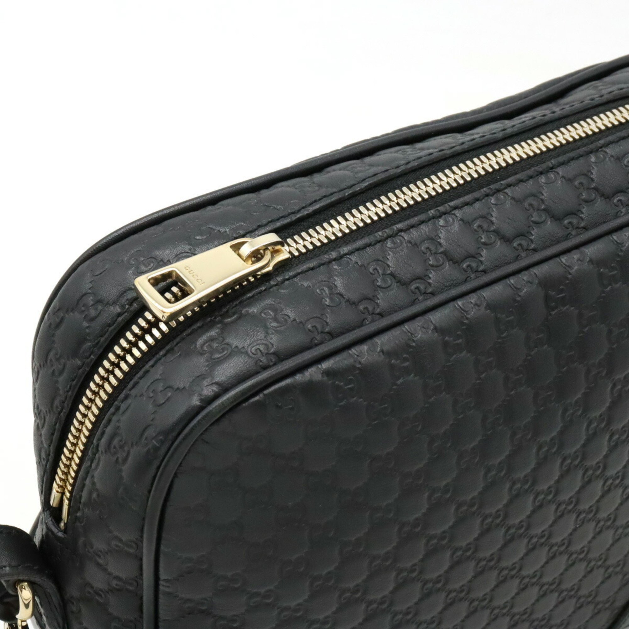 GUCCI Micro Guccissima Shoulder Bag Pochette Leather Black 449413