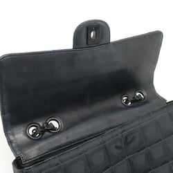 CHANEL New Travel Line Shoulder Bag Chain Nylon Jacquard Leather Black A15285