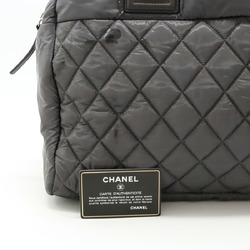 CHANEL Coco Cocoon Tote Bag Handbag Quilted Nylon Leather Grey 8620