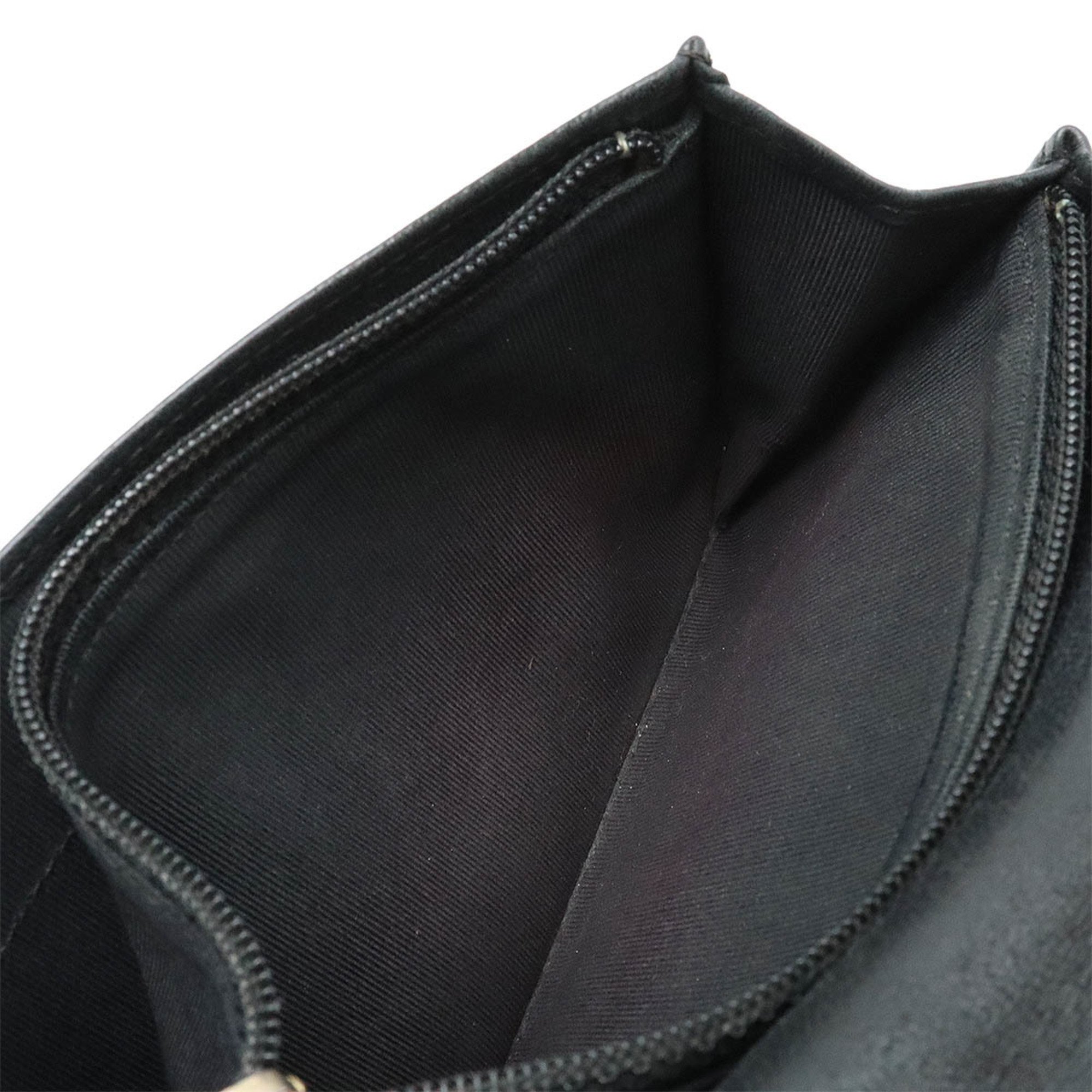 CHANEL Micro Matelasse Camellia Motif Bi-fold Long Wallet Lambskin Leather Black