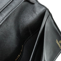 CHANEL Micro Matelasse Camellia Motif Bi-fold Long Wallet Lambskin Leather Black