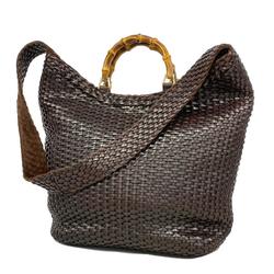 Gucci Handbag Bamboo 001 2122 1848 Leather Brown Women's