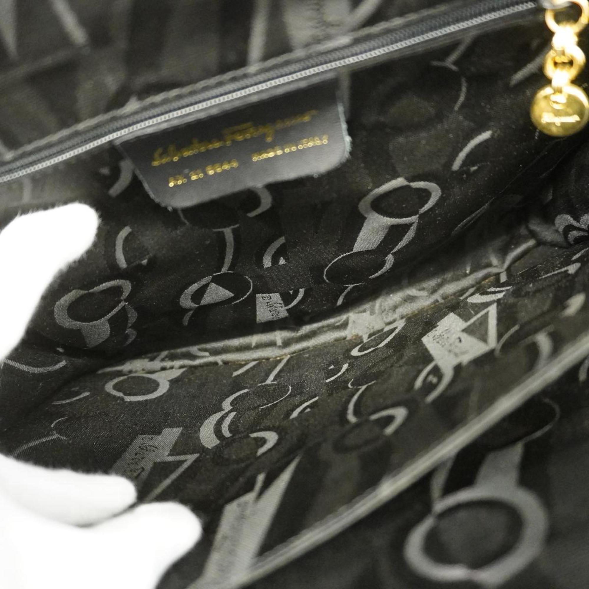 Salvatore Ferragamo handbag leather black ladies