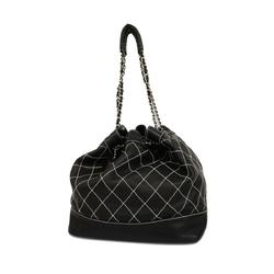 Chanel Shoulder Bag Wild Stitch Chain Lambskin Black Women's