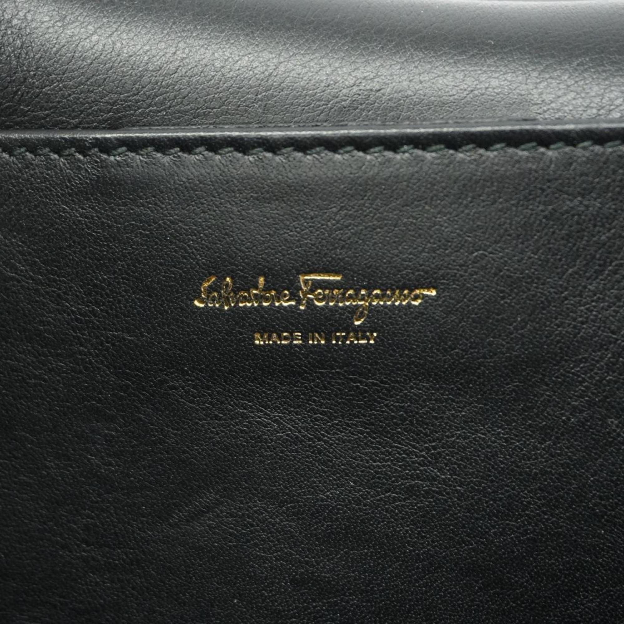 Salvatore Ferragamo Shoulder Bag Vara Leather Black Women's