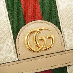 Gucci Wallet GG Supreme Sherry Line Ophidia 598662 Leather Ivory Women's
