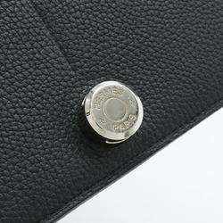 HERMES Dogon Duo GM Bi-fold long wallet Togo leather black coin holder □R stamp