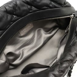 CHANEL Bubble Quilt Chain Shoulder Bag Leather Dark Gray