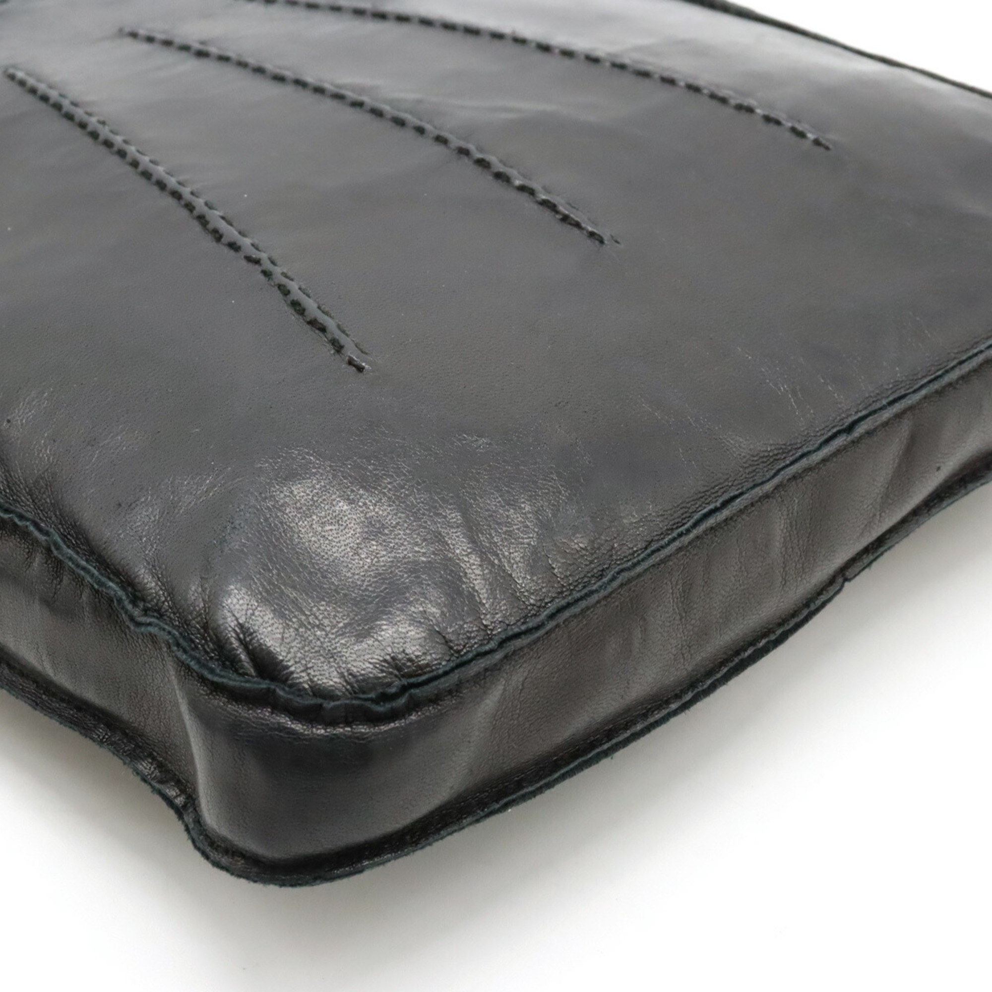 HERMES Toudou Shoulder Bag Pochette Leather Black