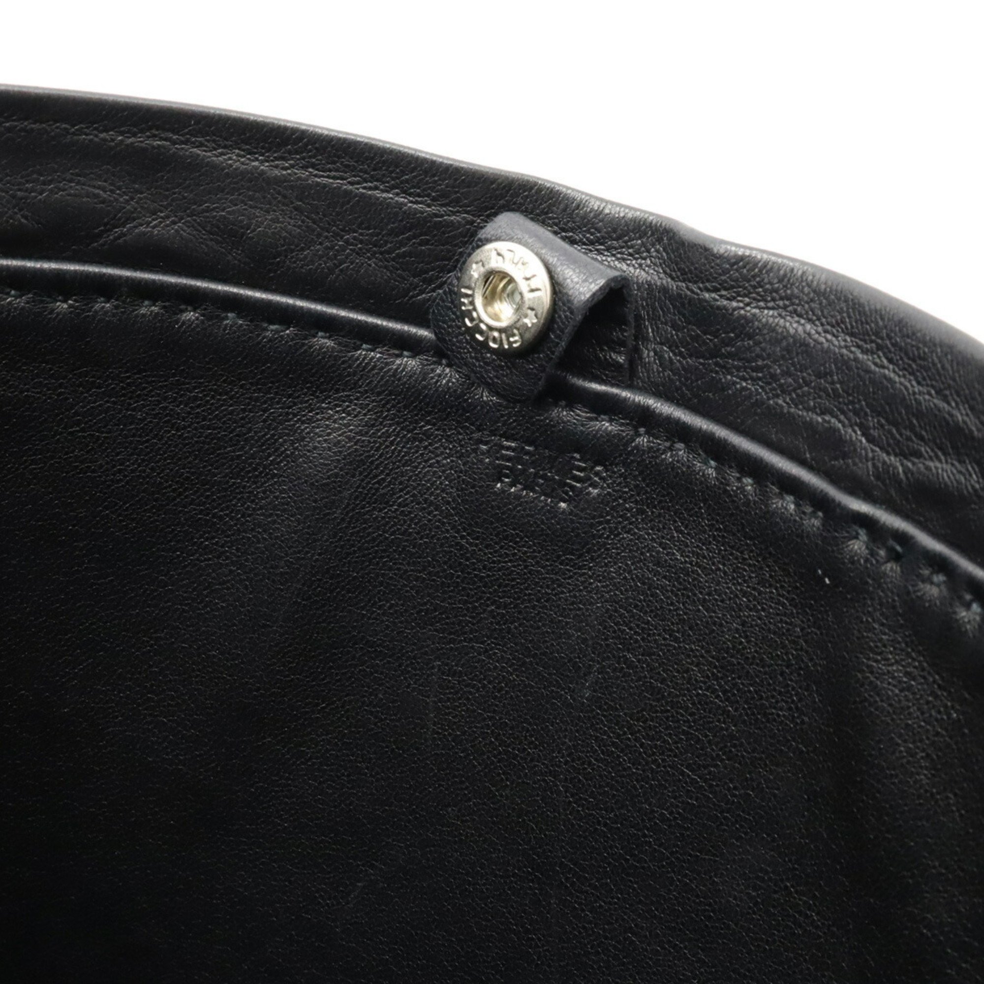 HERMES Toudou Shoulder Bag Pochette Leather Black