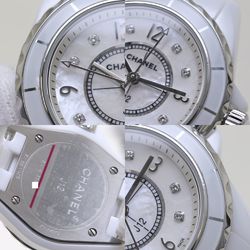 CHANEL J12 8P Diamond H2570 White Ceramic x Stainless Steel Ladies 39444 Watch