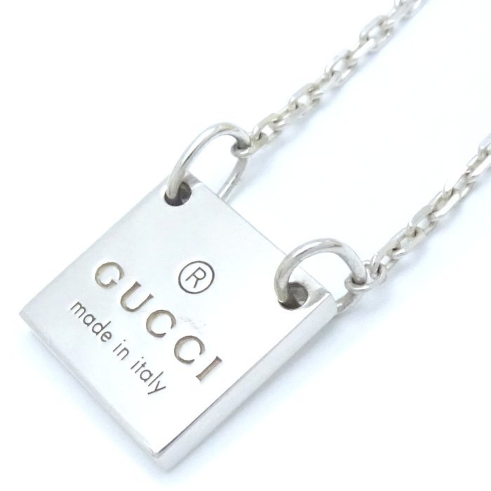 GUCCI Square Plate Necklace Silver 925 291841