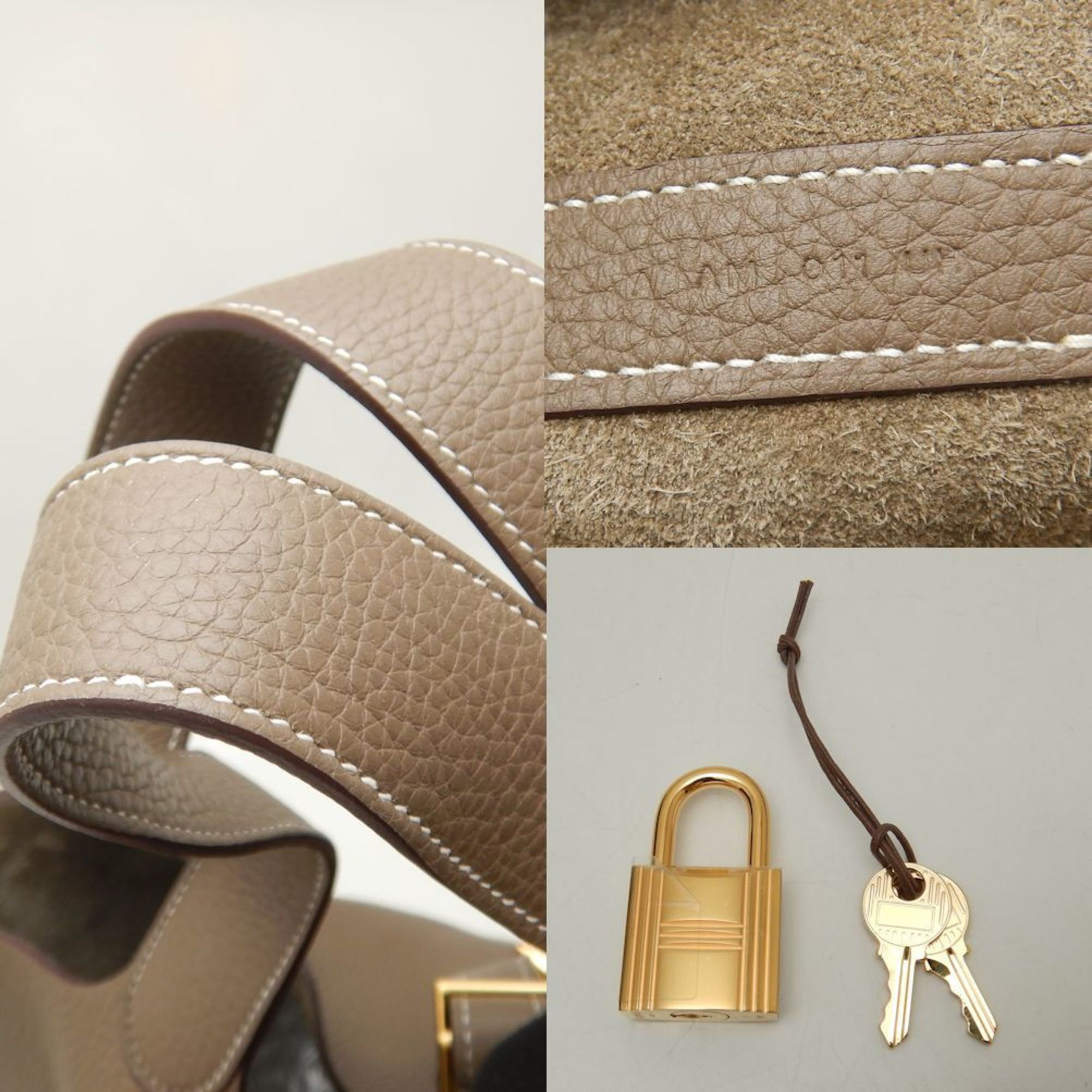 HERMES Picotin Lock GM Handbag Taurillon Clemence Etoupe 251729
