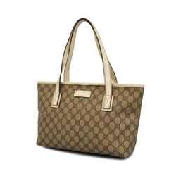 Gucci Tote Bag GG Supreme 211138 Leather Ivory Beige Women's