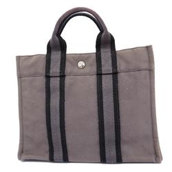 Hermes Tote Bag Foult PM Canvas Grey Women's